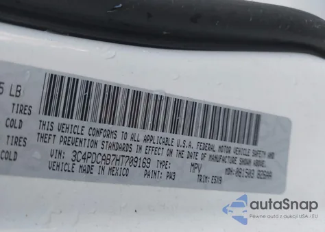 2017 Dodge Journey Se z USA, uszkodzony, nr VIN 3C4PDCAB7HT709169